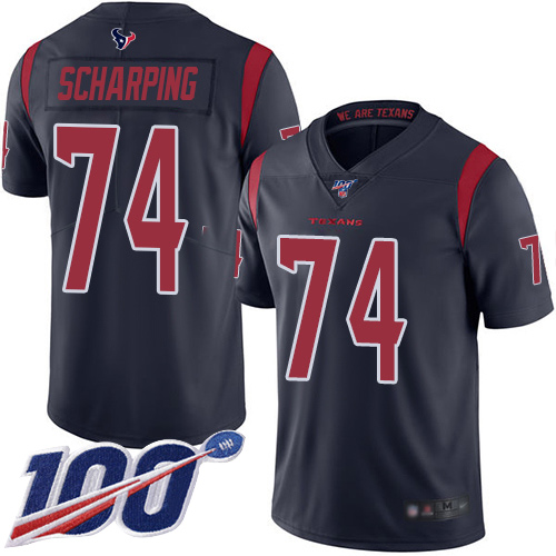 Houston Texans Limited Navy Blue Men Max Scharping Jersey NFL Football 74 100th Season Rush Vapor Untouchable